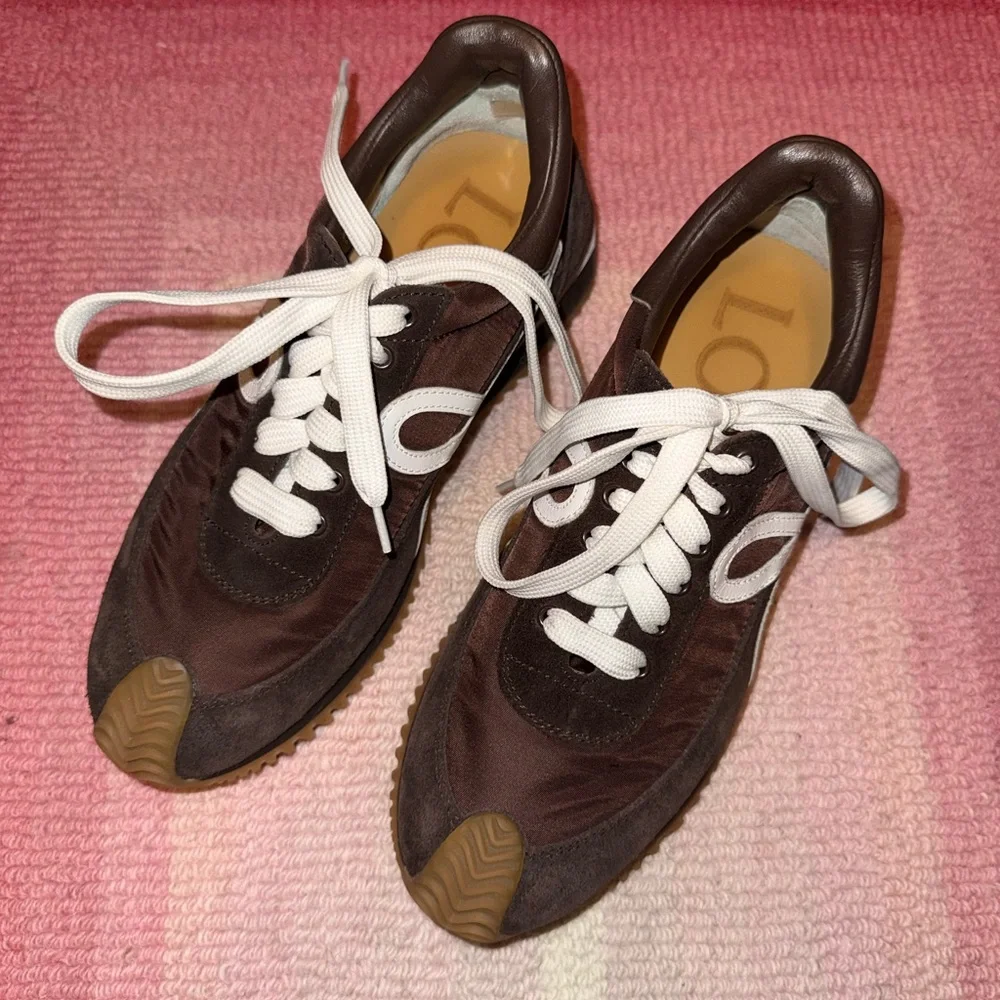 Loewe Flow Runner Nylon and Suede Sneakers in Chocolate Brown ‘Shitake Mushroom’ - Picture 7 of 16